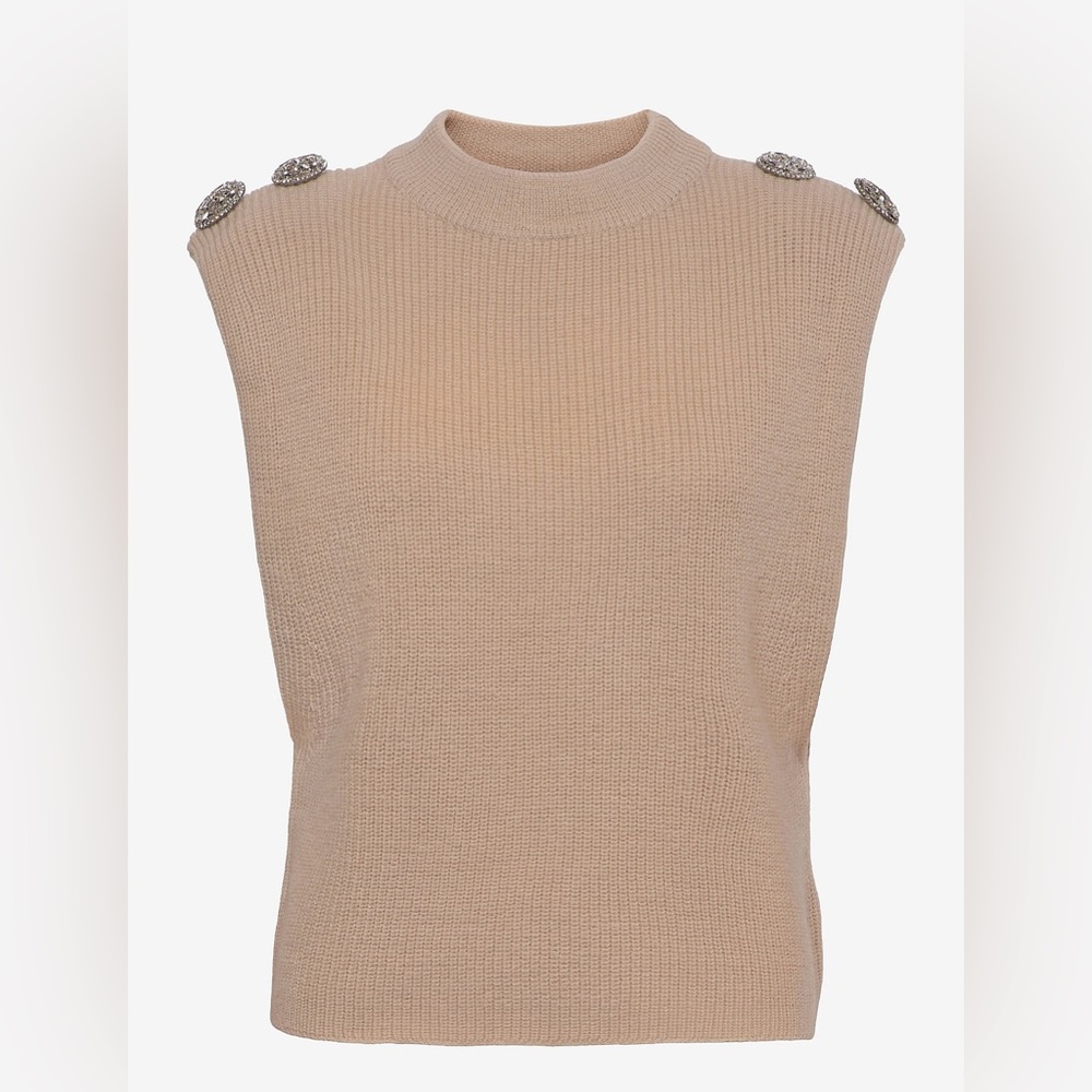 Wool sweater vest with statement shoulder detail!